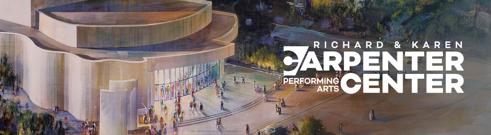 An illustration of the Carpenter Center with the logo